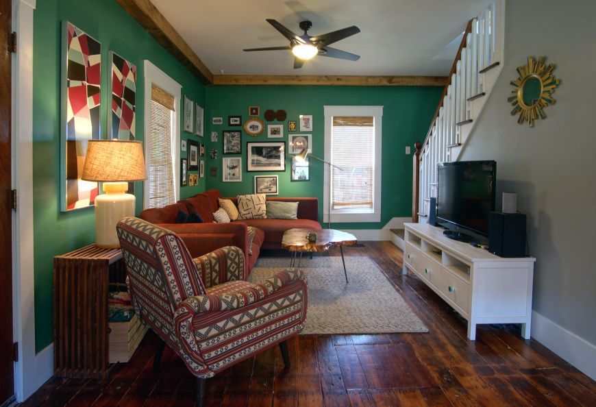 living room modern craftsman jadite green paint 
