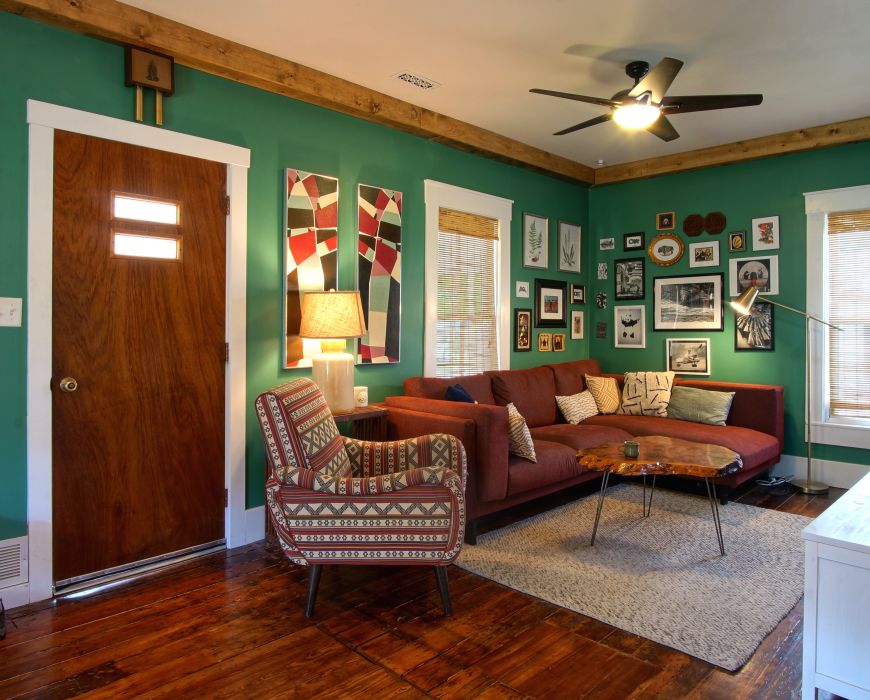 living room modern craftsman jadite green paint 