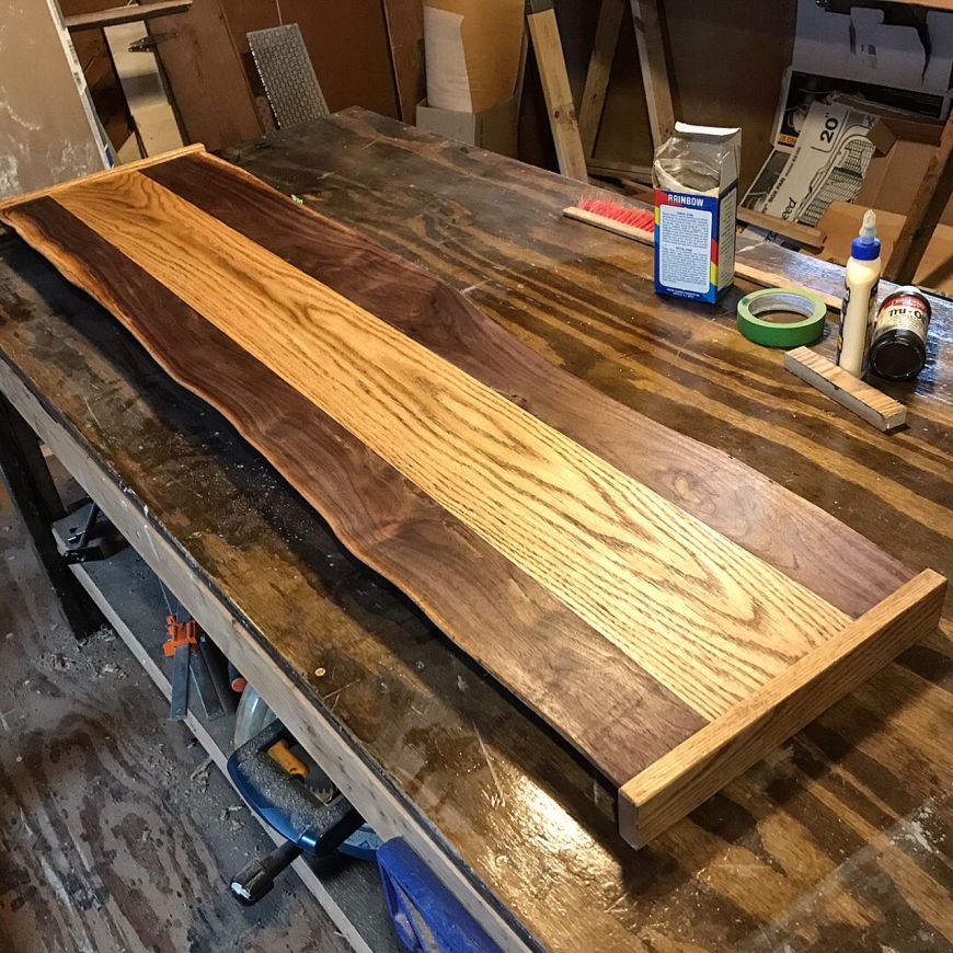 live edge walnut & oak table top