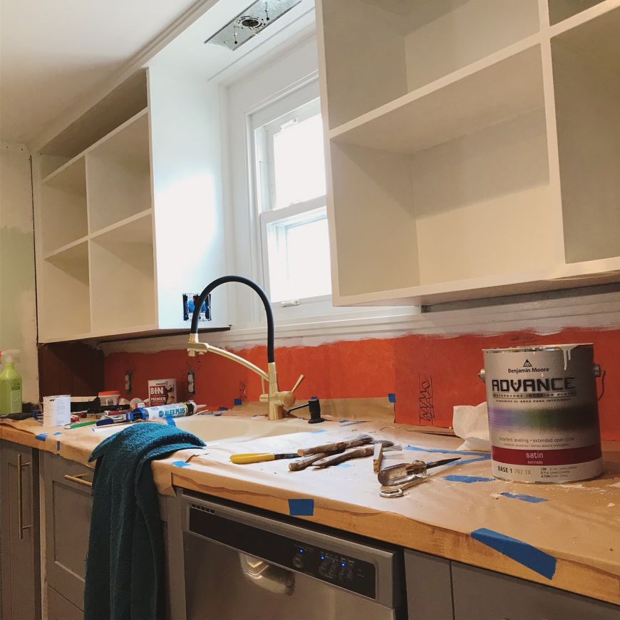 DIY kitchen remodel renovation wall cabinets paint