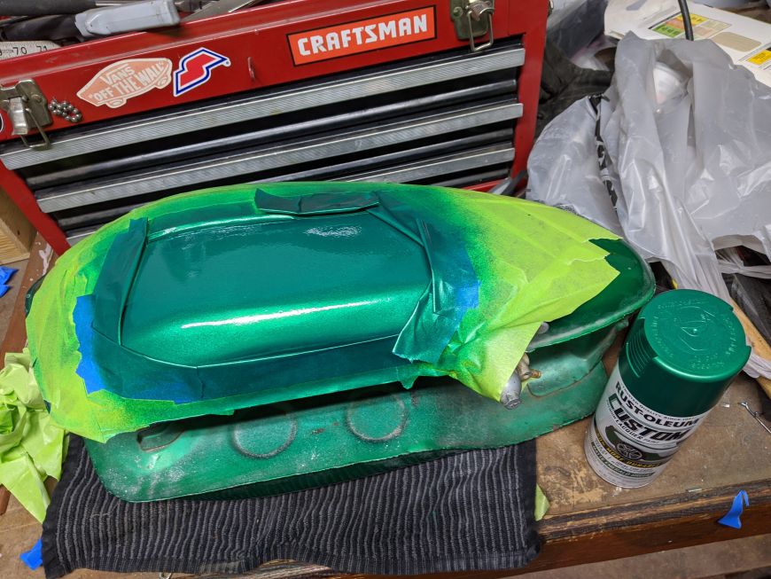 painting motorcycle gas tank