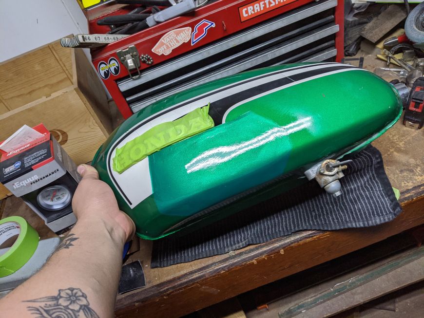 painting motorcycle gas tank