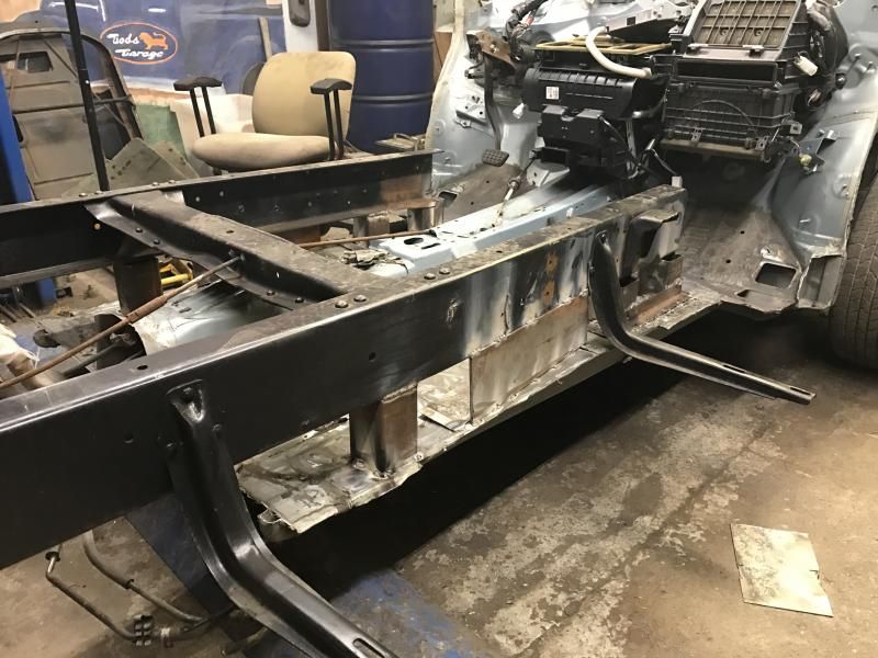 classic truck frame welded to Prius unibody and drivetrain