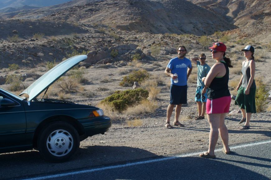 overheated car in death valley