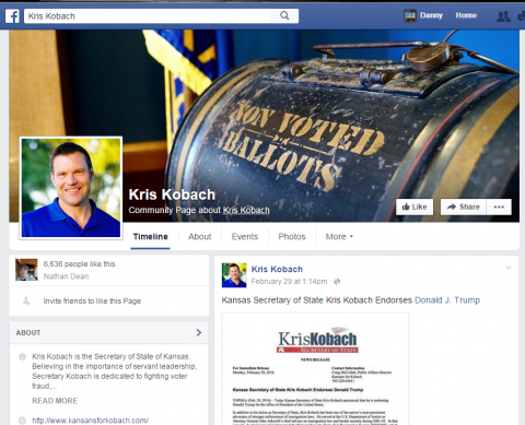 Kris Kobach facebook screenshot says NOT VOTED BALLOTS